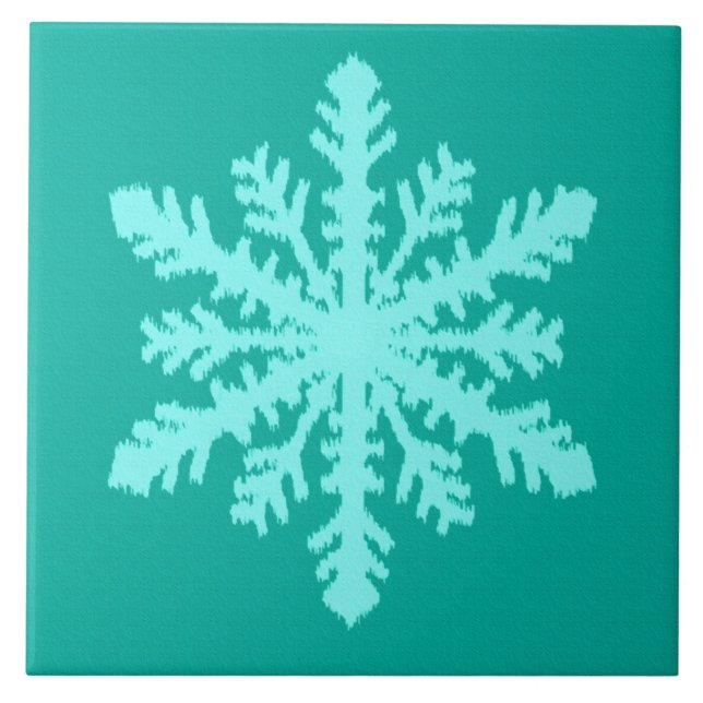Carreau Flocon de neige Ikat - Turquoise et aqua (Devant)
