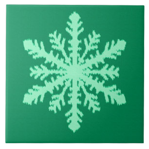 Carreau Flocon de neige Ikat - Vert pin et menthe