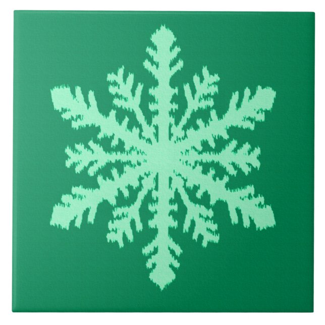 Carreau Flocon de neige Ikat - Vert pin et menthe (Devant)