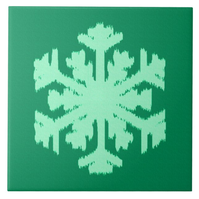 Carreau Flocon de neige Ikat - Vert pin et menthe (Devant)