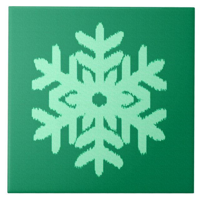 Carreau Flocon de neige Ikat - Vert pin et menthe (Devant)