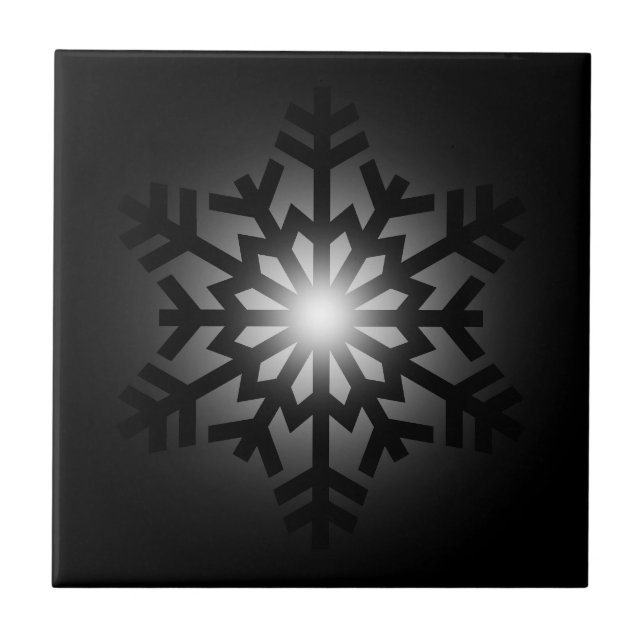 Carreau Flocon de neige noir scintillant (Devant)