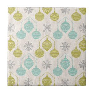 Carreau Flocon de neige rétro et ornement - trivet en tuil