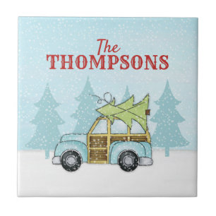 Carreau Flocon de neige Whimsical de Noël Personnalisé