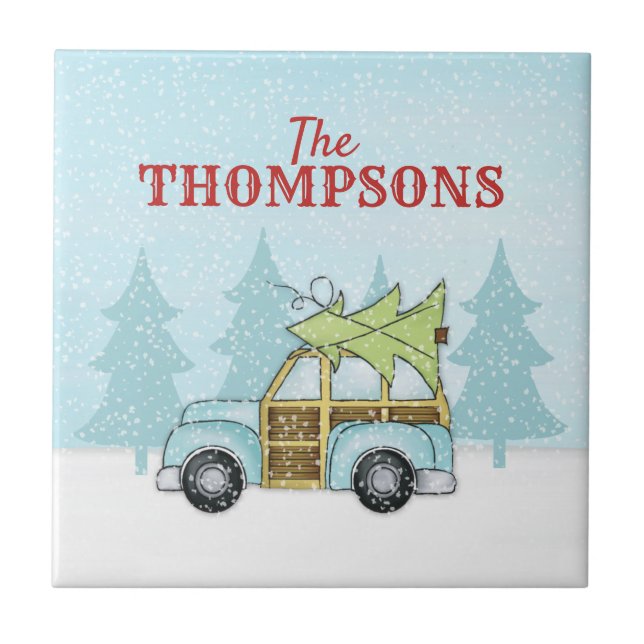 Carreau Flocon de neige Whimsical de Noël Personnalisé (Devant)