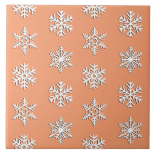Carreau Flocons de neige 3D blancs, fond personnalisable