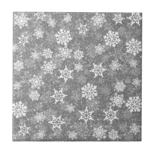 Carreau Flocons de neige blancs Luxueux Gris Noël élégant