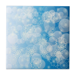 Carreau Flocons de Noël sur un fond bleu