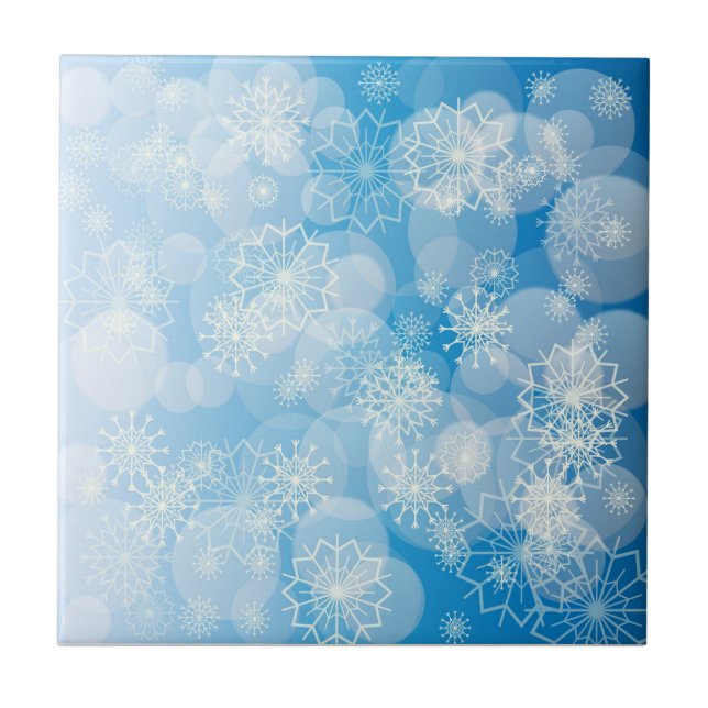 Carreau Flocons de Noël sur un fond bleu        (Devant)
