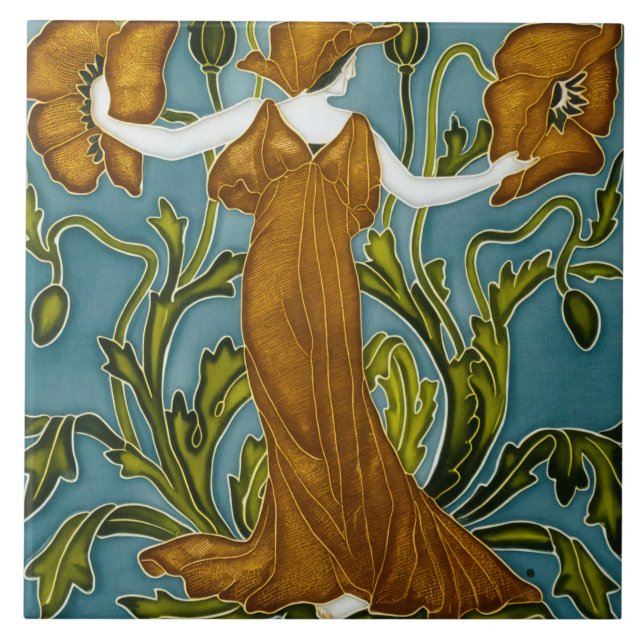 Carreau Flora Art Nouveau de Walter Crane (Devant)