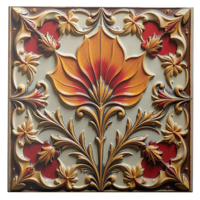 Carreau Floraison de feu automnal (Devant)