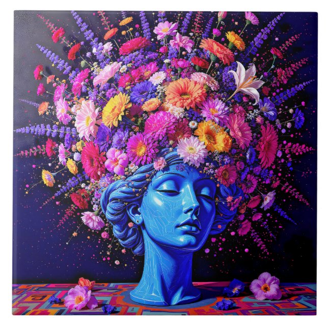 Carreau "Floraison de l'Éternité" – Un Portrait Surréalist (Devant)