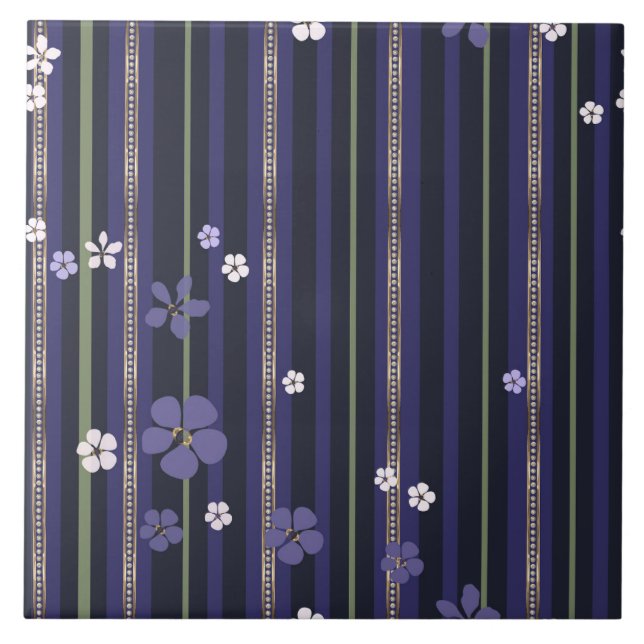 Carreau Floral à rayures violettes (Devant)