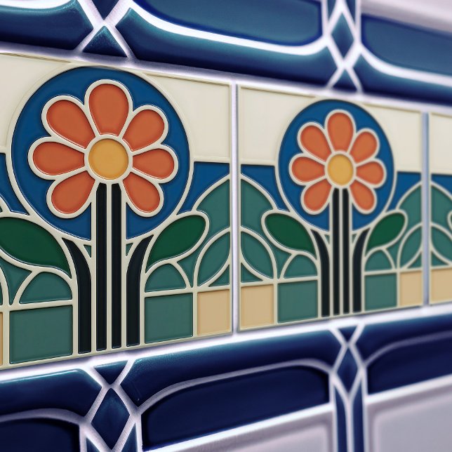 Carreau floral Art Nouveau vibrant représentant un (Créateur téléchargé)