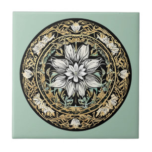 Carreau Floral blanc Art nouveau