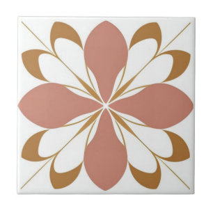 Carreau Floral blanc, brun et rose