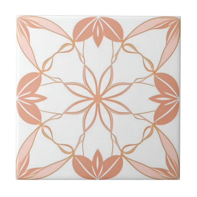 Carreau Floral blanc, doré et rose (Devant)
