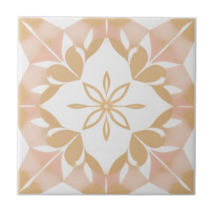 Carreau Floral blanc, doré et rose