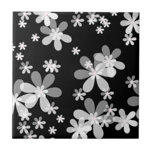 Carreau floral blanc noir