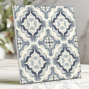 Carreau Floral bleu et blanc doux marocain