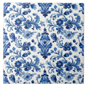 Carreau floral bleu portugais vintage