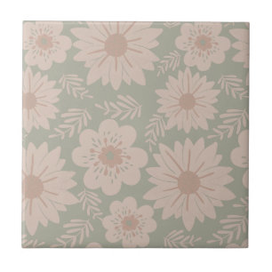 Carreau Floral bleu rose rose Vintage rétro