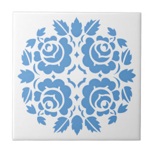 Carreau Floral bleu Rose vintage