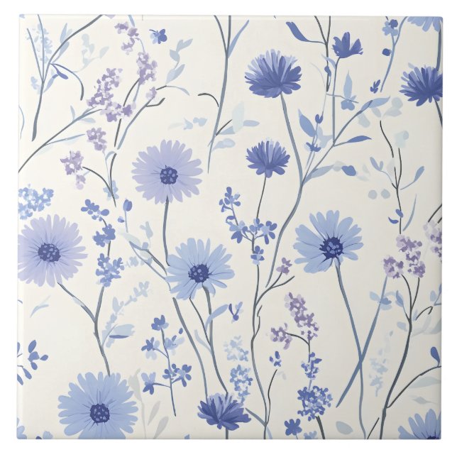 Carreau Floral de Cornflower Bleu (Devant)
