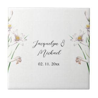 Carreau Floral Elegant Chic Cute Calligraphie Ajouter Nom