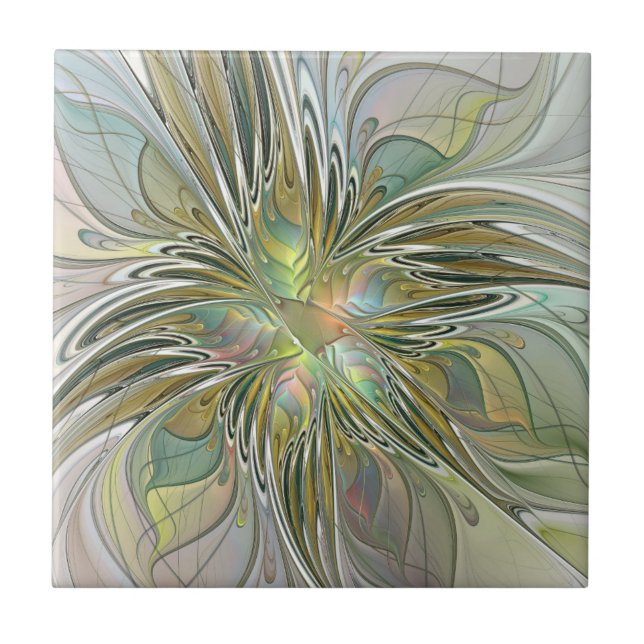 Carreau Floral Fantasy Modern Fractal Art Flower With Gold (Devant)