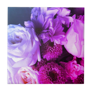 Carreau Floral marine rose violet fleurs photo audacieuse