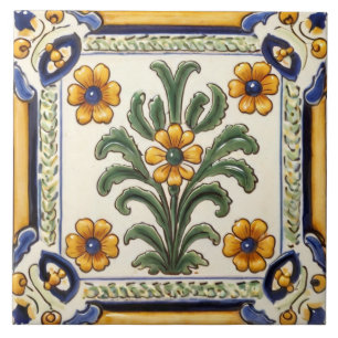 Carreau Floral méditerranéen Jaune