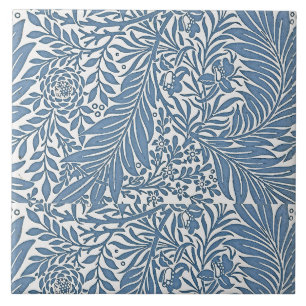 Carreau Floral Motif du 19ème siècle Bleu sur fond blanc