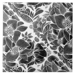 Carreau Floral noir blanc