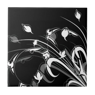 Carreau Floral noir et blanc élégant