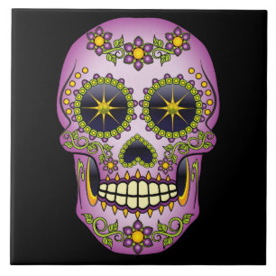 Carreau Floral pourpre de crâne de sucre