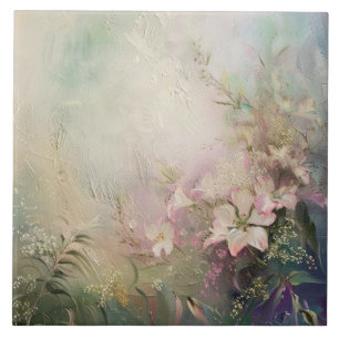 Carreau Floral rose tropical blanc
