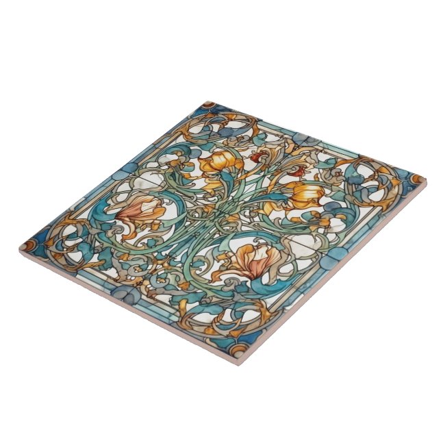 Carreau Floral Rustique Indigo Azulejo Tiles (Côté)