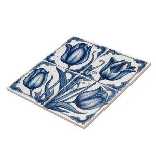 Carreau Floral Rustique Indigo Azulejo Tiles