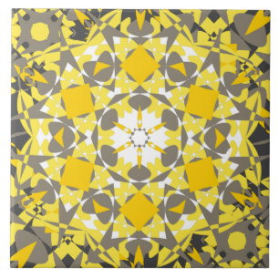Carreau Floral Sunny Jaune Gris Blanc Élégant