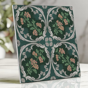 Carreau floral vintage à motifs en teinte vert sar