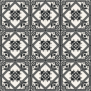 Carreau Floral Vintage Noir et Blanc