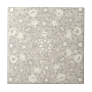 Carreau Flore beige subtile Fleur chinoise Vintage