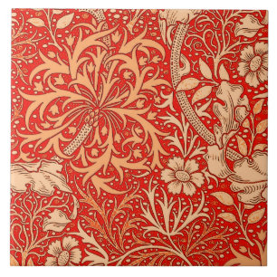 Carreau Flore d'algues de style Art nouveau, Orange de cor