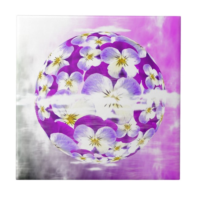 Carreau Flore motif violet simple et subtile (Devant)