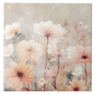 Carreau Flore Pêche Fleurs Beige Design 328