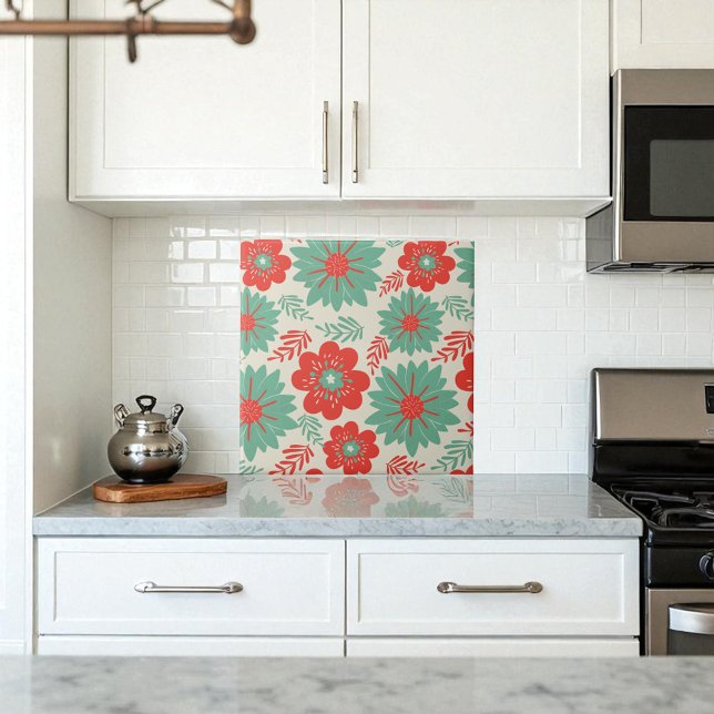 Carreau Flore rouge Vintage rétros (Créateur téléchargé)