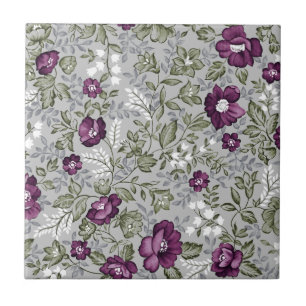 Carreau Flore violette profonde