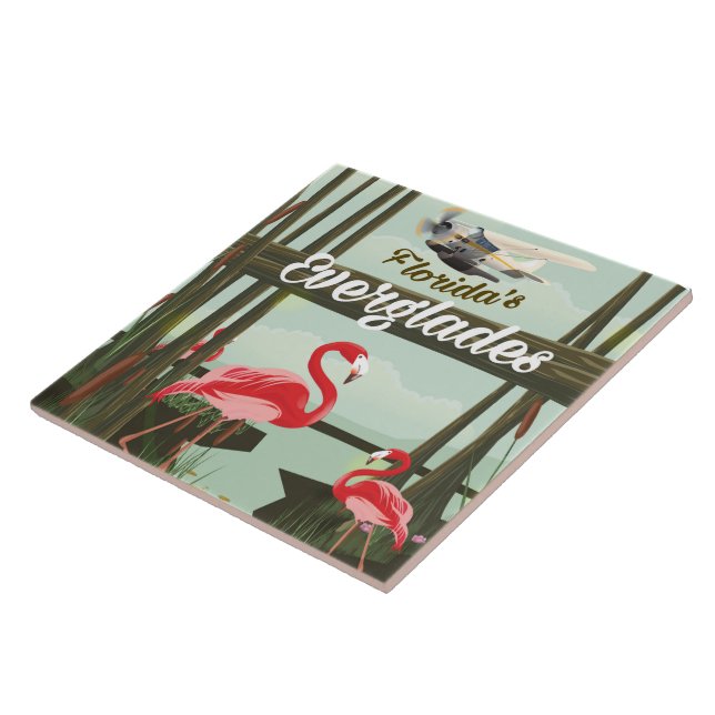 Carreau Floride Everglades dessin animé poster de voyage (Côté)