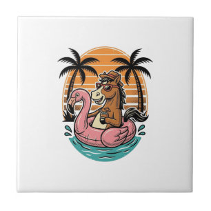 Carreau Flotteur flamant rose cheval vintage conception de